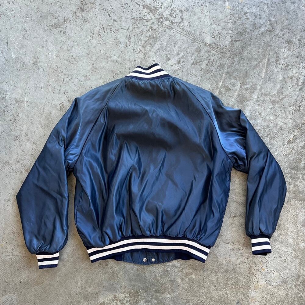 Vintage Butwin Onan Satin Varsity Bomber Jacket USA Navy Blue Men’s XL XXL - Picture 4 of 8